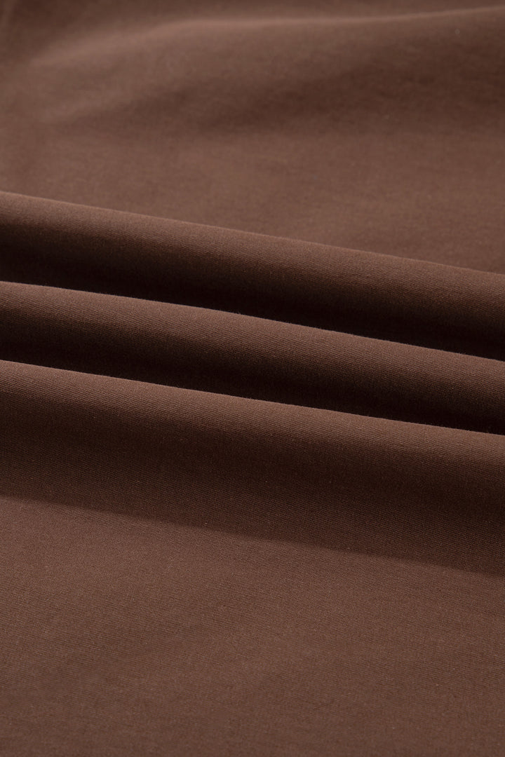 Dark Brown Collared Buttoned Leopard Liner Patchwork Chic Jacket