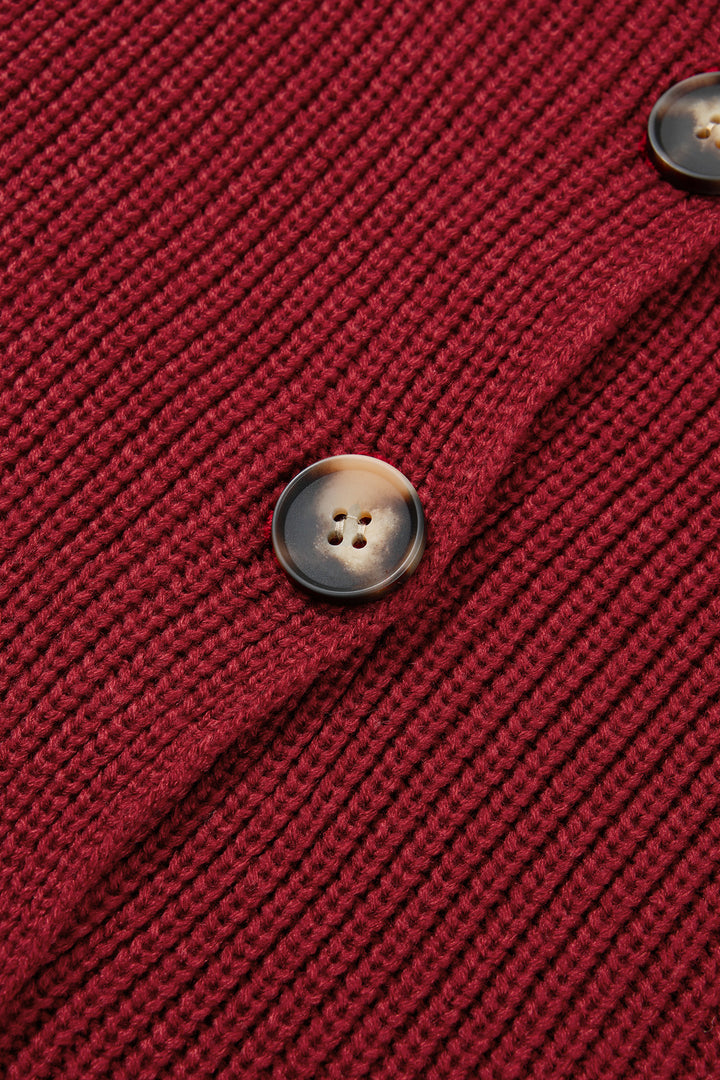 Red Dahlia Solid Color Knit Oversized Button Front Sweater Cardigan