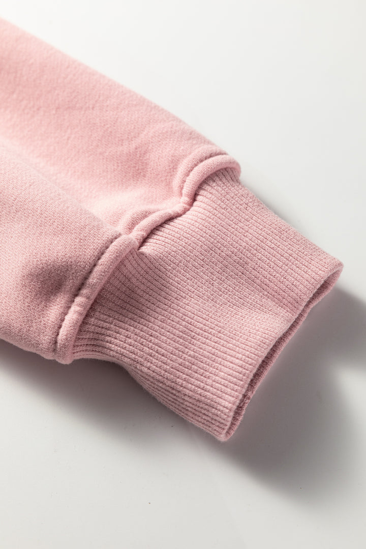 Peach Blossom Button Drawstring Hooded Pullover and Casual Short Set