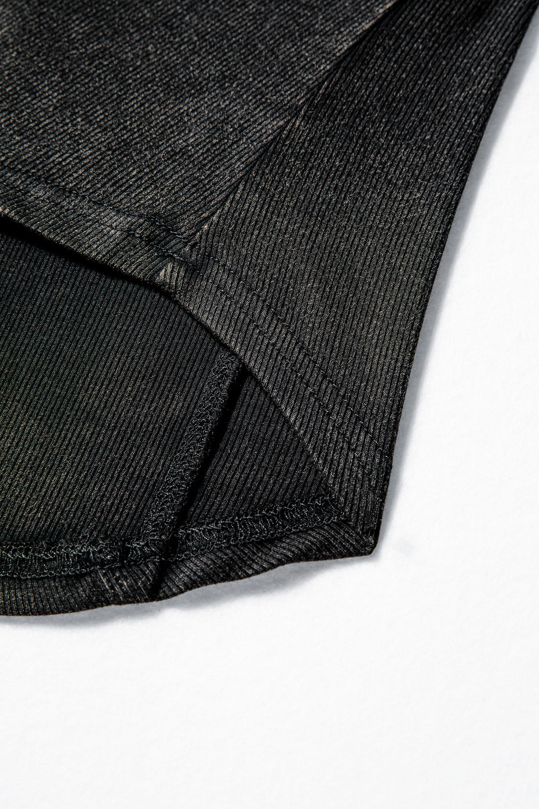 Black Exposed Seam Ribbed Long Sleeve Top