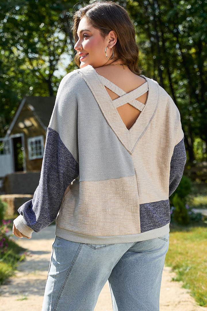 Elaina Plus Size Textured V Neck Top