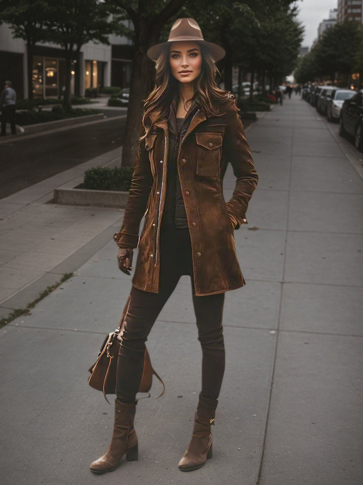 Women’s Vintage Style Long Winter Jacket – Warm Windproof Autumn Coat