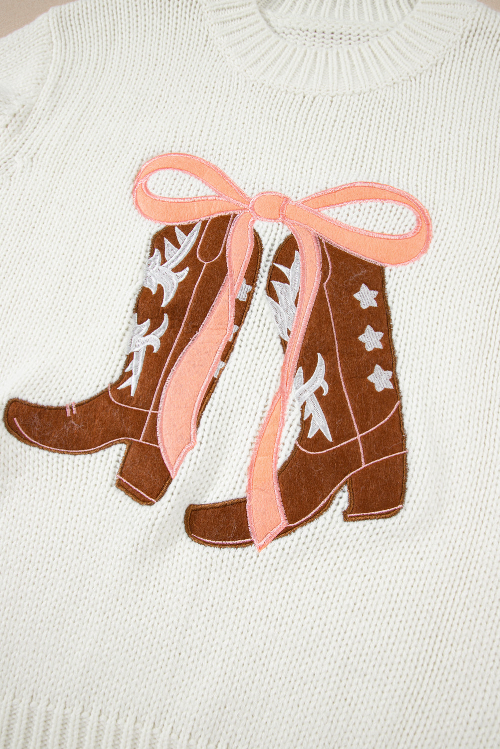 Amanda Embroidered Bow Boots Sweater