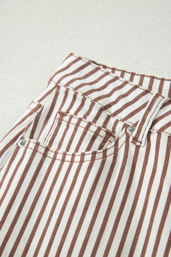 Sky Blue Stripe Casual Barrel Jeans