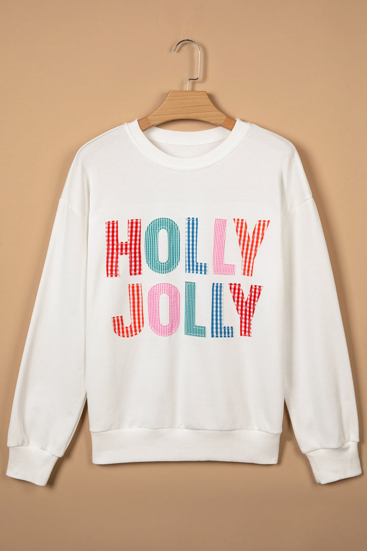 White Christmas Slogan Round Neck Long Sleeve Sweatshirt