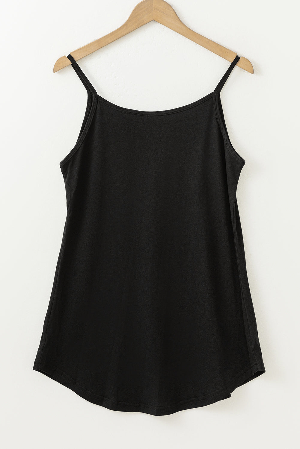 Black Spaghetti Strap V-Neck Flowy Tunic Tank Top