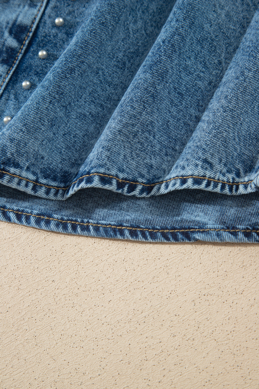 Sail Blue Rivet Embellished Western Style Regular Fit Long Sleeve Denim Jacket
