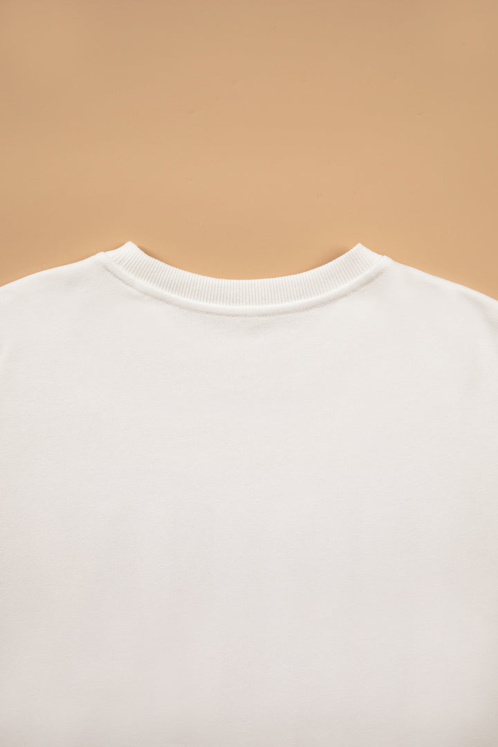 White Christmas Slogan Round Neck Long Sleeve Sweatshirt
