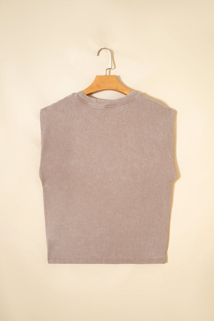 Smoke Gray Cowboy &amp; Beer Western Graphic Mineral Wash Tank Top