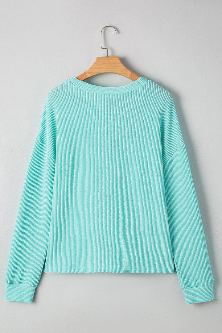 Willa Texture Contrast Patched Long Sleeve Top