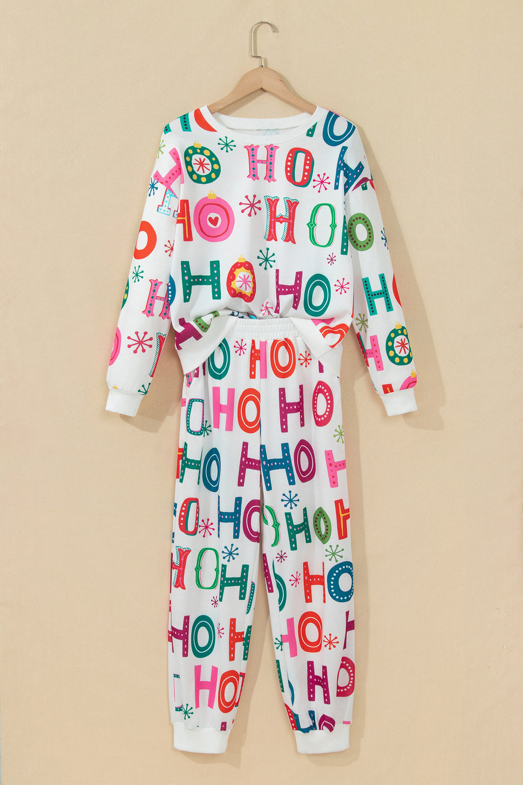 Multicolour Ho Ho Ho Print Long Sleeve Lounge Set