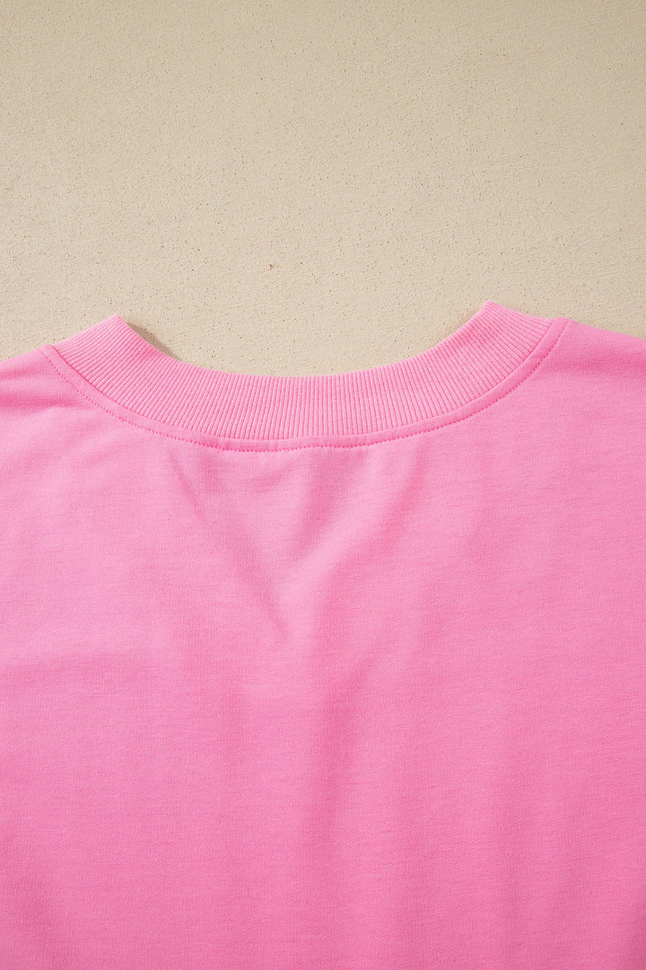 Sachet Pink V Neck Short Sleeve Top Drawstring Shorts 2pcs Set