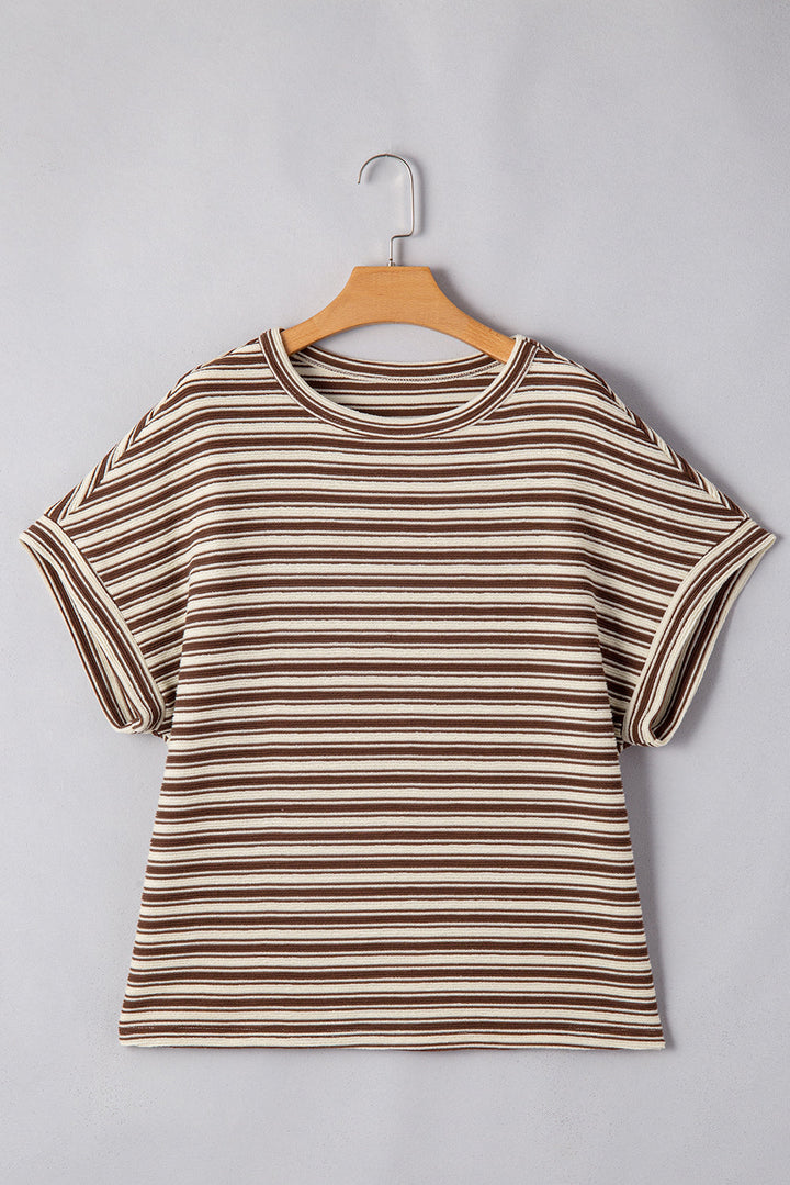 Abby Stripe Textured Side Slits Top