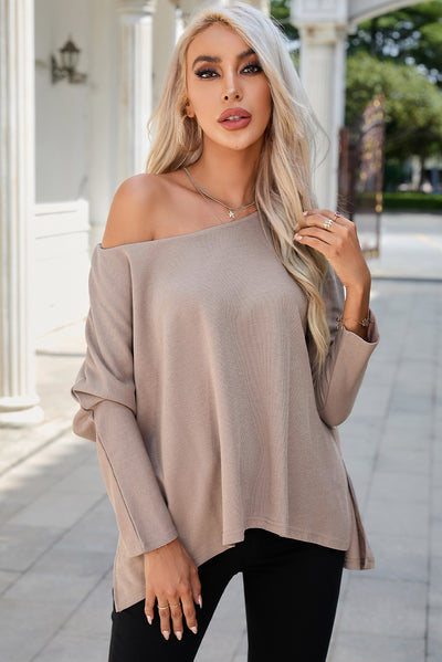 Khaki Lightweight Knit Oversize Blouse