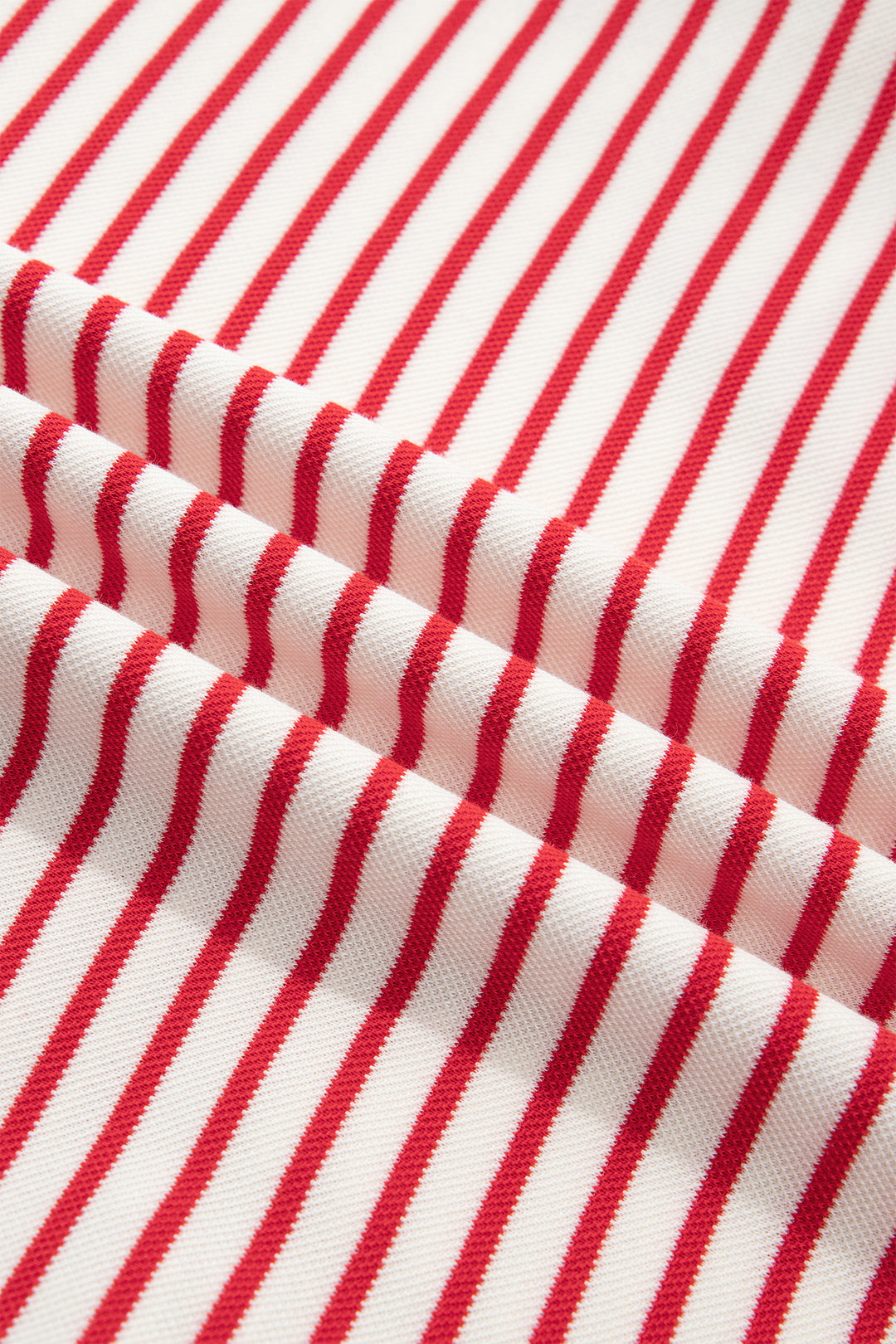 Red Stripe Quarter Zip Polo Collar T Shirt Dress with Pockets