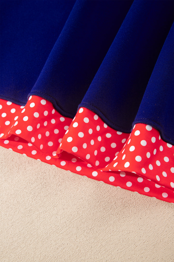 Dirty blue Colorblock Polka Dot Contrast Trim Oversized Sweatshirt