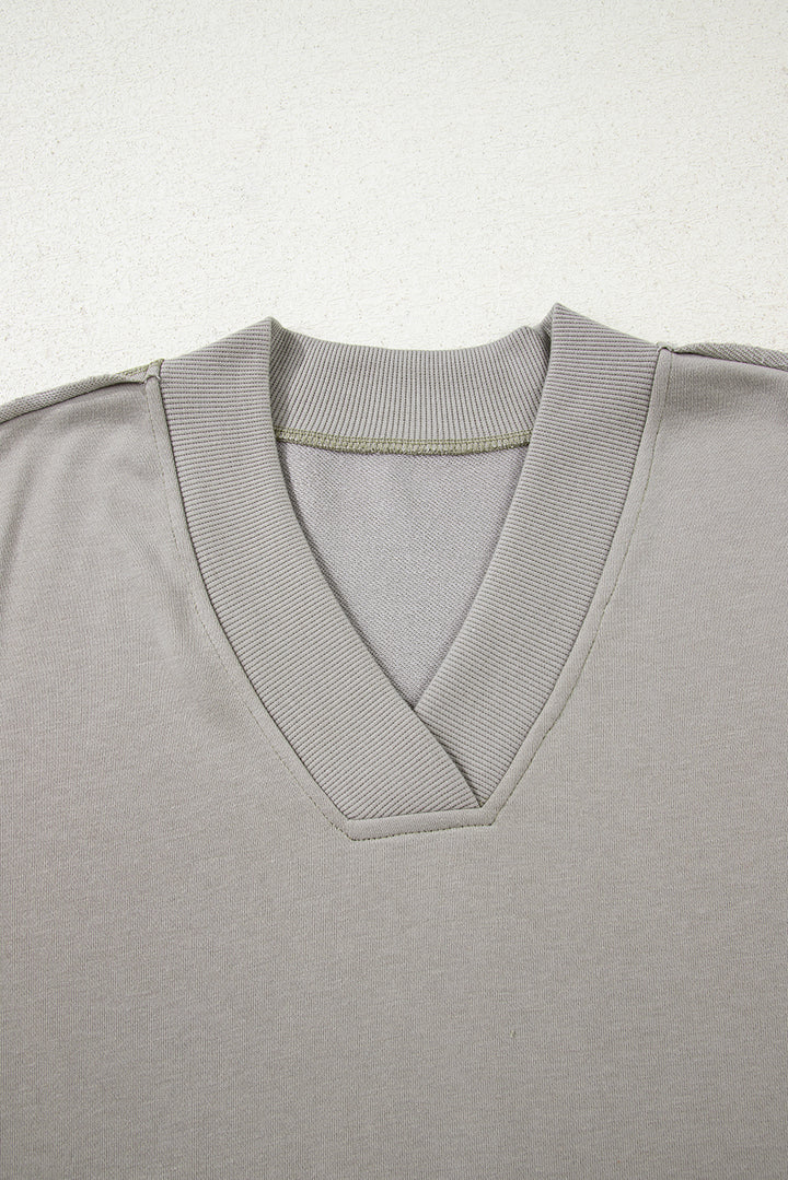 Parchment Aztec Embroidered Western V Neck Sweatshirt