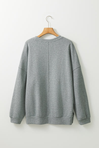 Medium Grey Side Split Drop Shoulder Oversized Sweatshirt