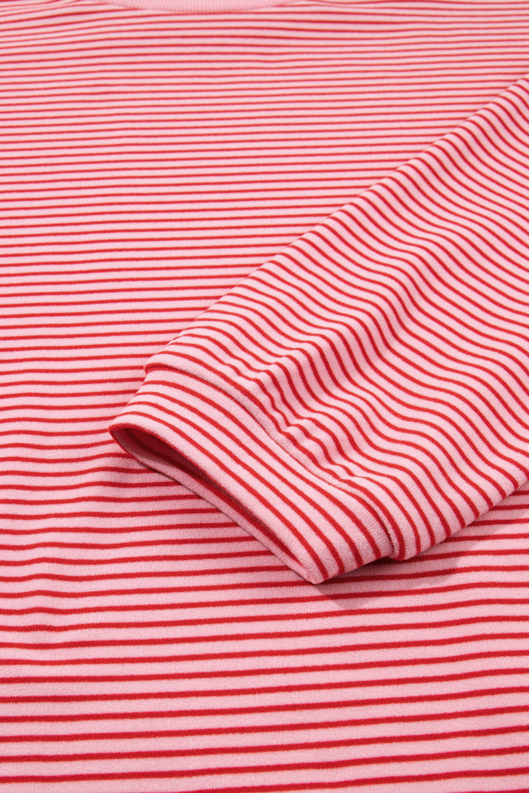 Pink Striped Drop Shoulder Long Sleeve Pant Set