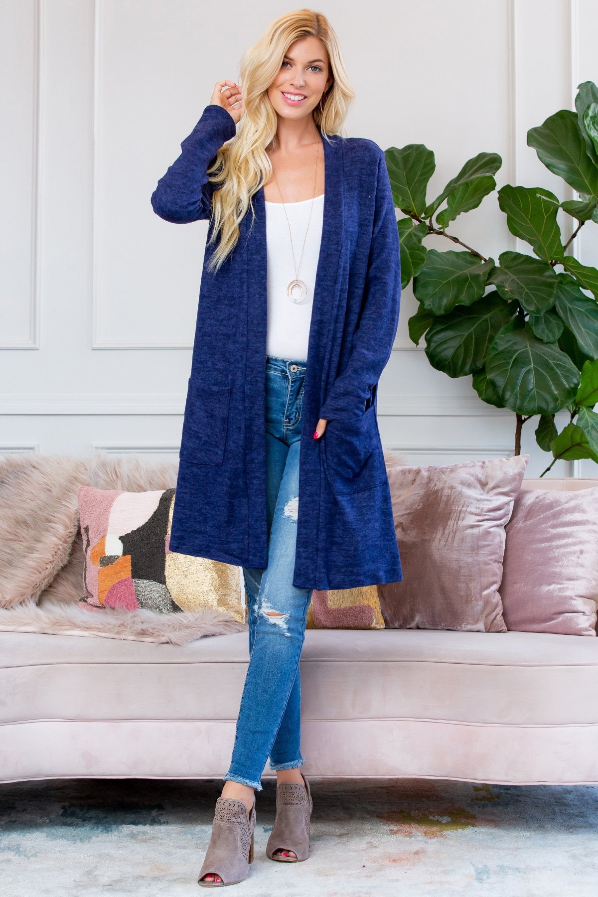 Brushed Sweater Pocket Cardigan