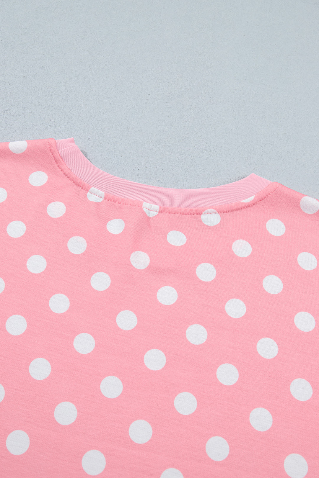 Beige Polka Dot Oversized Top Drawstring Short Set