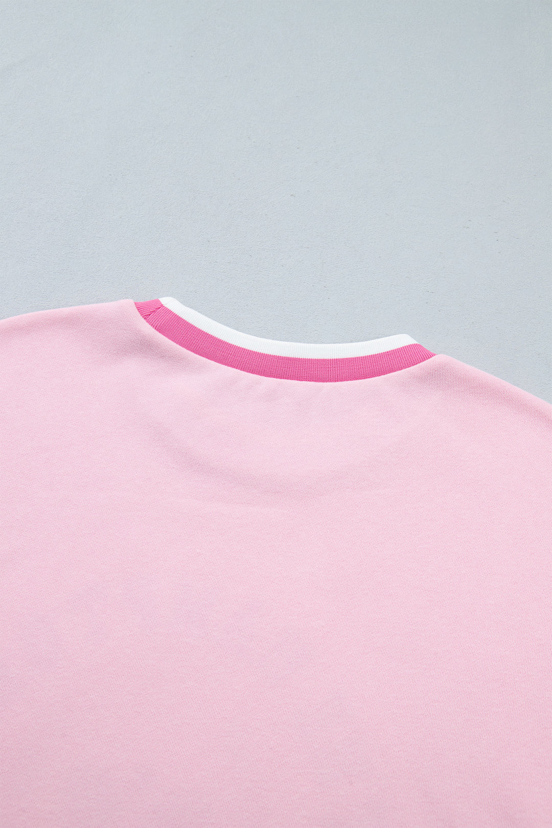 Pink Embroidered Tennis Club Crew Neck Pullover Sweatshirt