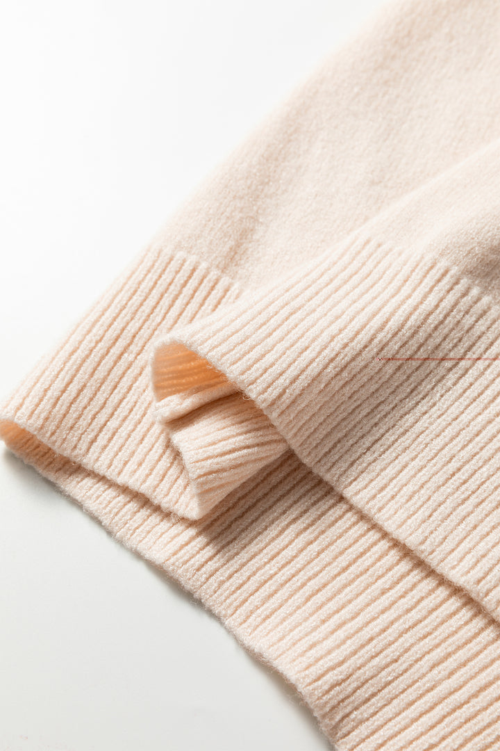 Jet Stream Solid Color Mixed Knits Patch Pocket Short Sleeve Sweater