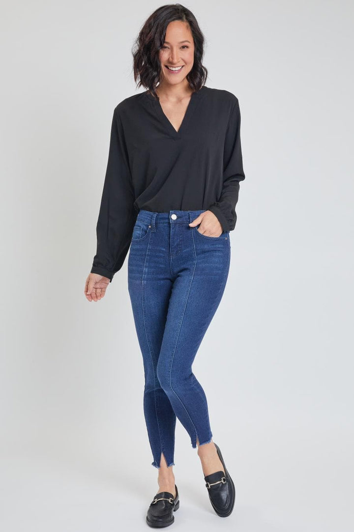 Women's High Rise Skinny Jean With Front Seam and Slit Detail Lifestyle Collection