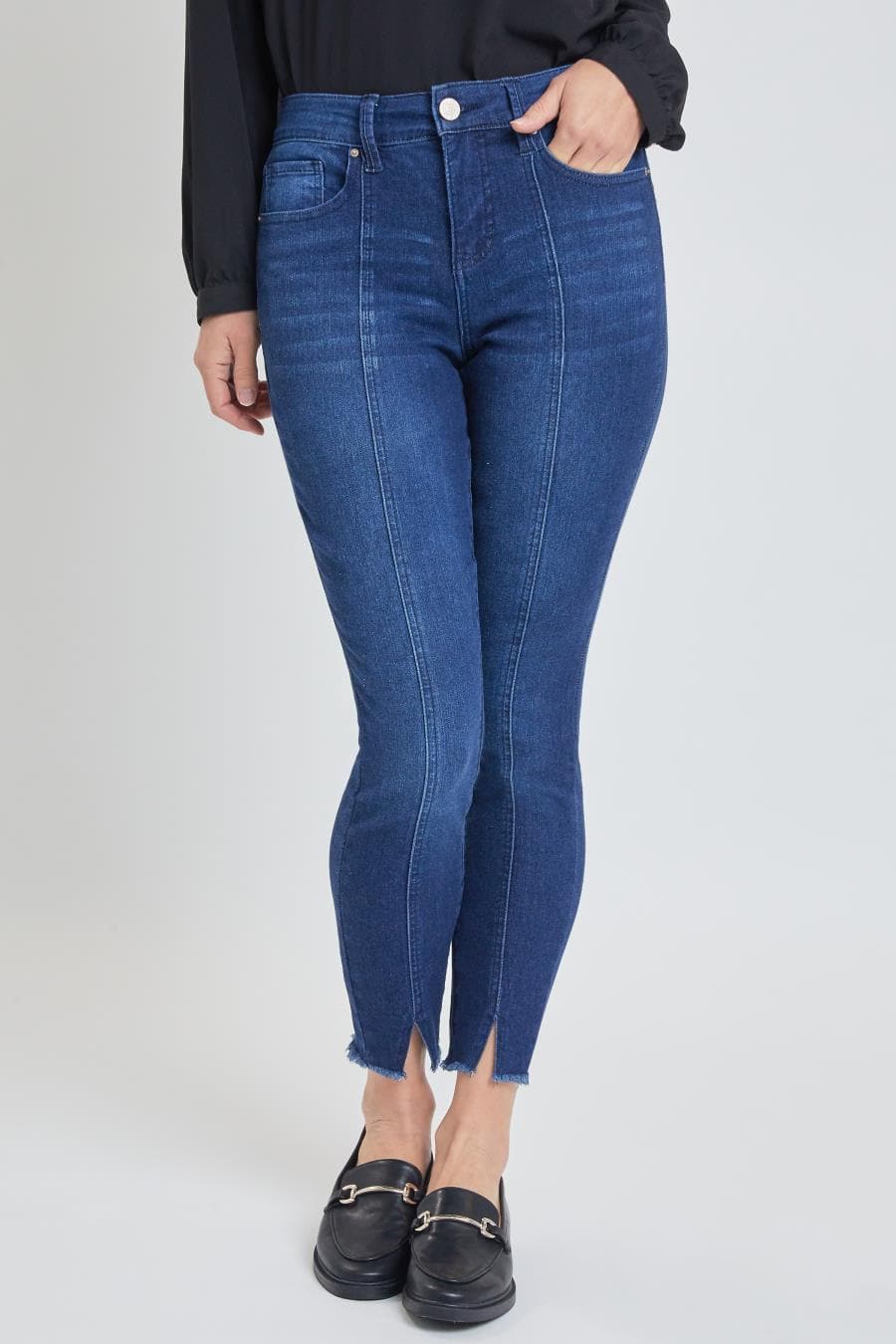 Women's High Rise Skinny Jean With Front Seam and Slit Detail Lifestyle Collection