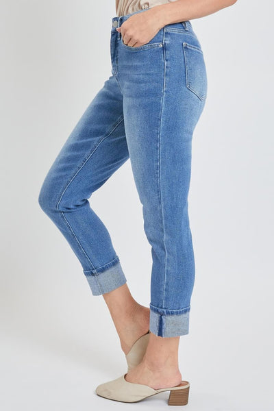 Women's High Rise Vintage Wash Straight Cuff Jean