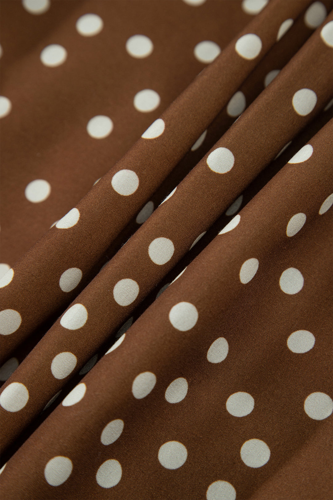 Brown V Neck Polka Dot Long Sleeve Shift Plus Size Dress