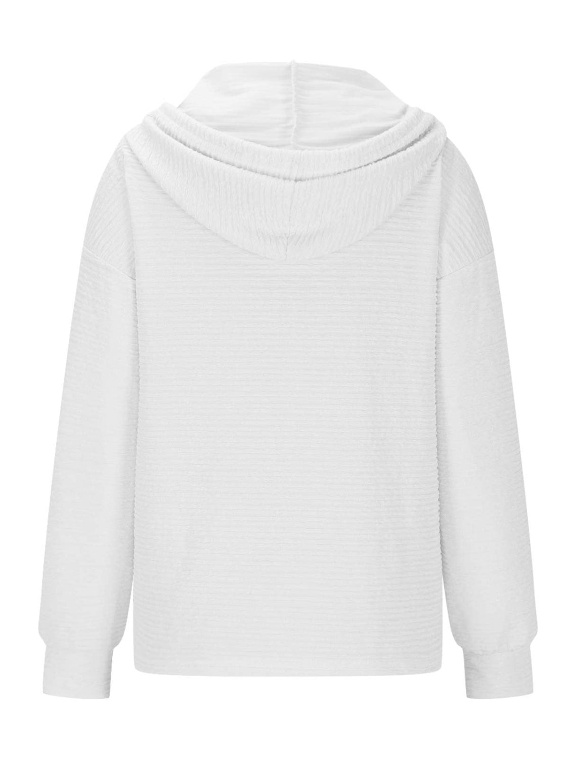 Drawstring Quarter Button Long Sleeve Hoodie