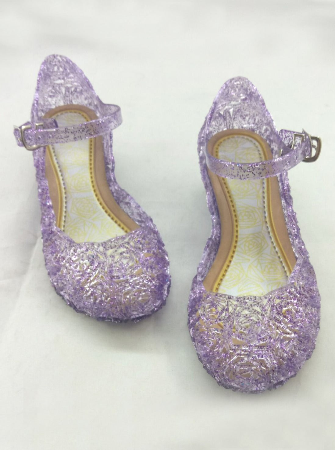 Purple Glitter Rose Jelly Shoes By Liv and Mia