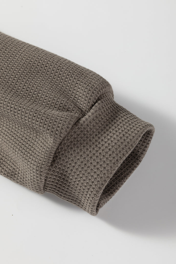 Simply Taupe Waffle Knit Shirt Tunic Dress