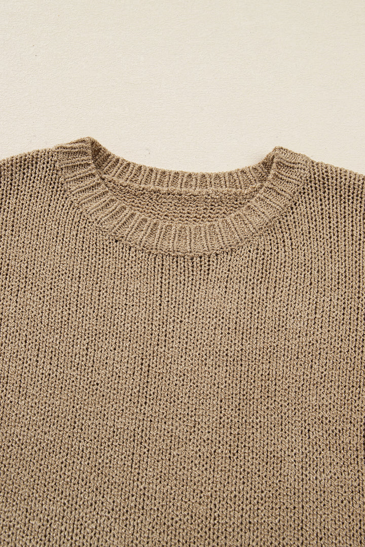 Pale Khaki Oversize Drop Shoulder Slouchy Sweater Dress