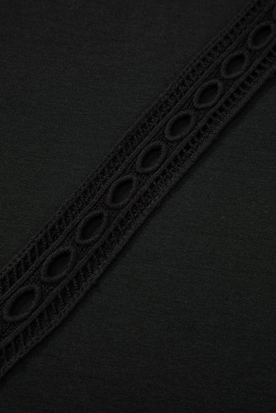 Black Crochet Lace Detail Oversized Tee