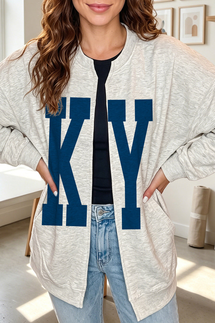 Light Grey Casual KY Open Front Tunic Sweatshirt