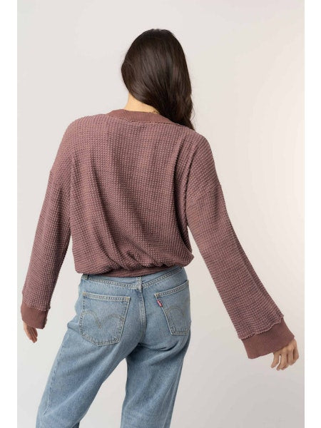 Justina Brushed Thermal V-Neck Pullover