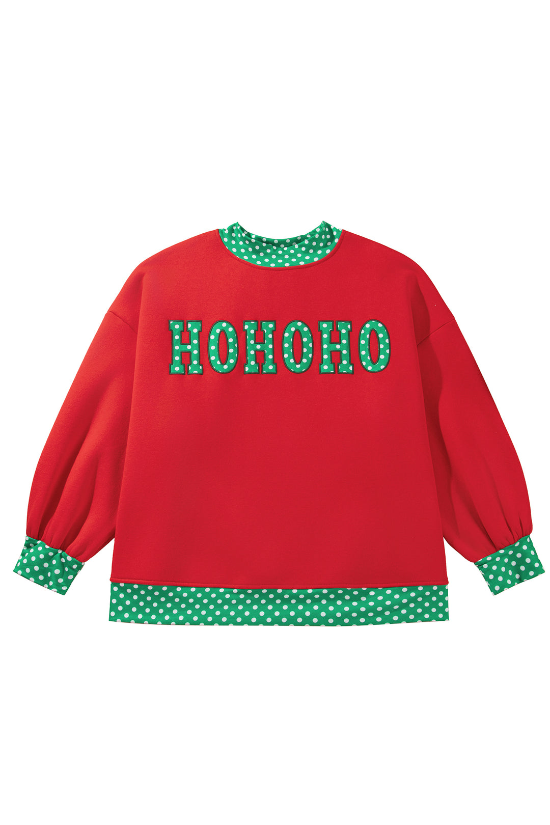 Tomato Red Casual Polka Dot Patchwork Letter Graphic Plus Size Sweatshirt