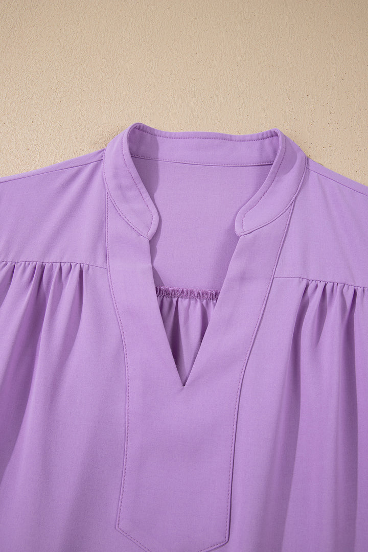 Phalaenopsis V Neck Puff Sleeve Summer Blouse