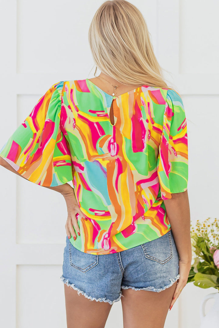 Angel Abstract Half Sleeve Blouse
