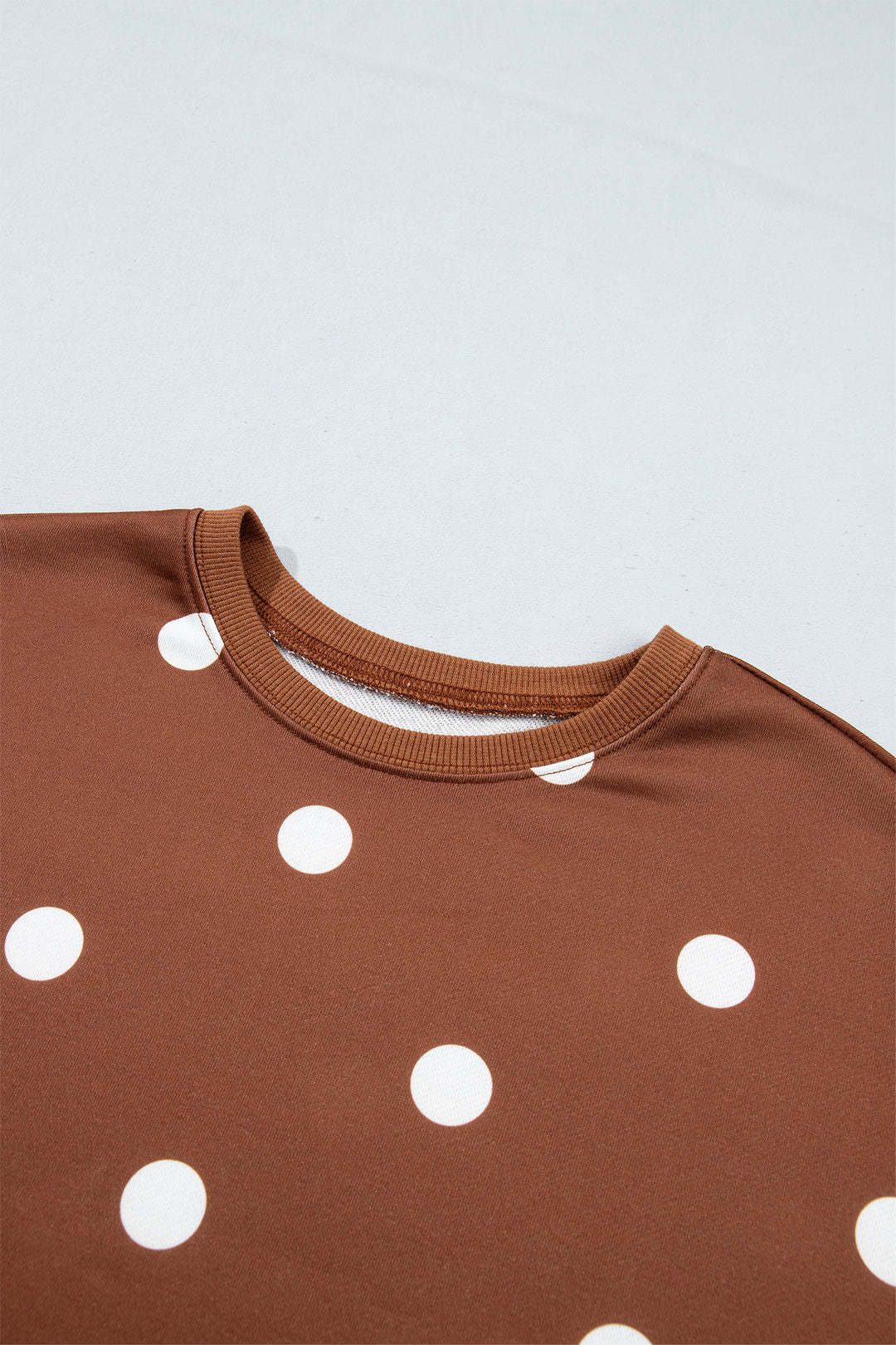 Brown Polka Dot Raw Hem Relaxed Pullover Loose Skort Two Piece Set