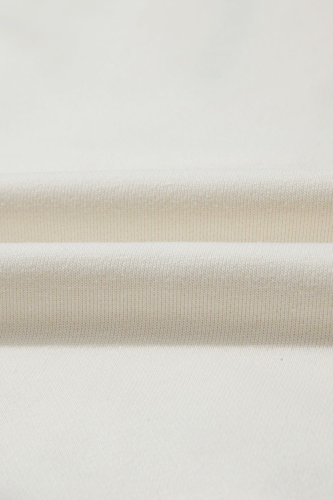 Beige Solid Color Textured Sleeve Patchwork Half Zip Hoodie