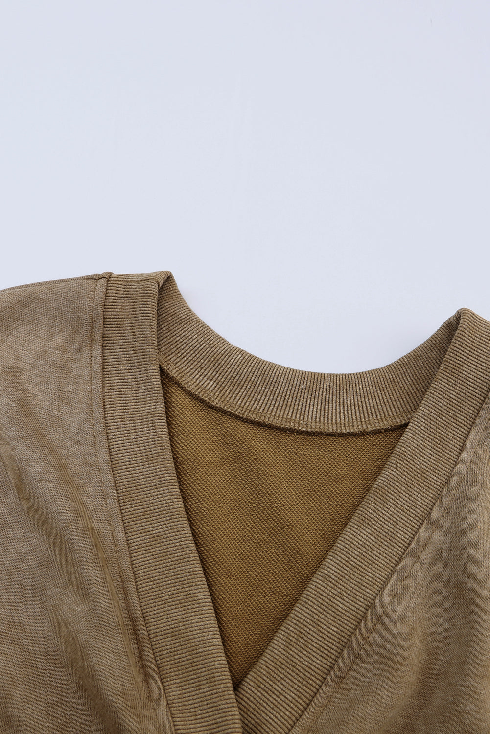 Khaki Exposed Seam Twist Open Back Oversized Sweatshirt