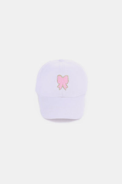 Zenana Ribbon Bow Chenille Patch Baseball Cap