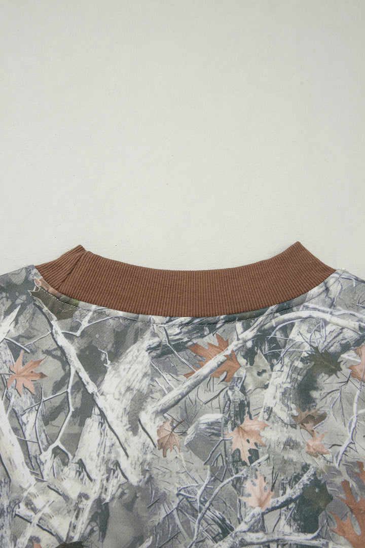 Beige Western Mallard Letter Print Baggy Pullover Sweatshirt