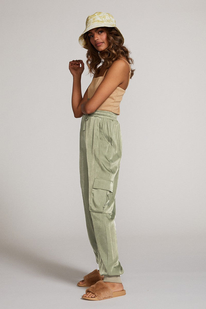 Textured satin cargo pants