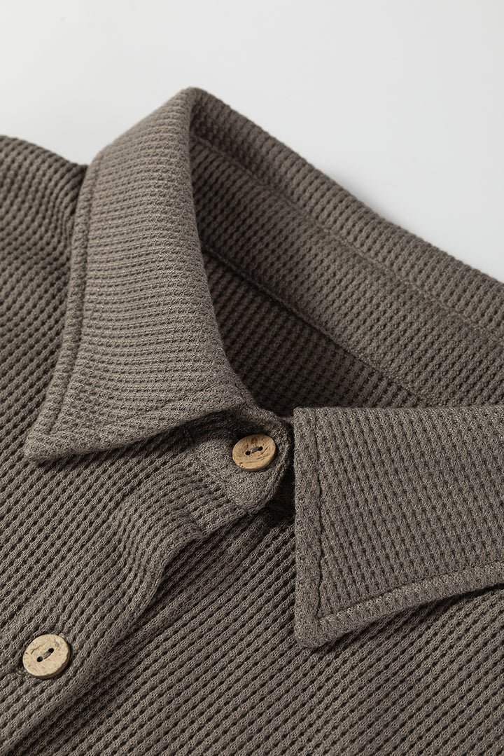 Simply Taupe Waffle Knit Shirt Tunic Dress