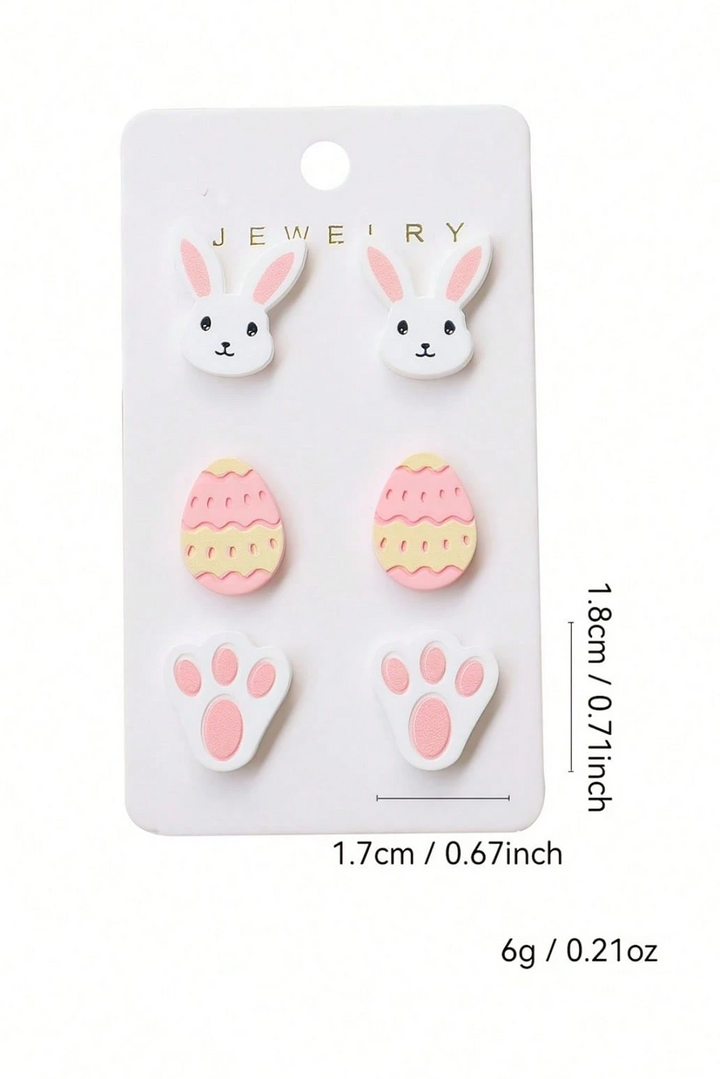 Pink Happy Easter Day Cute Earrings
