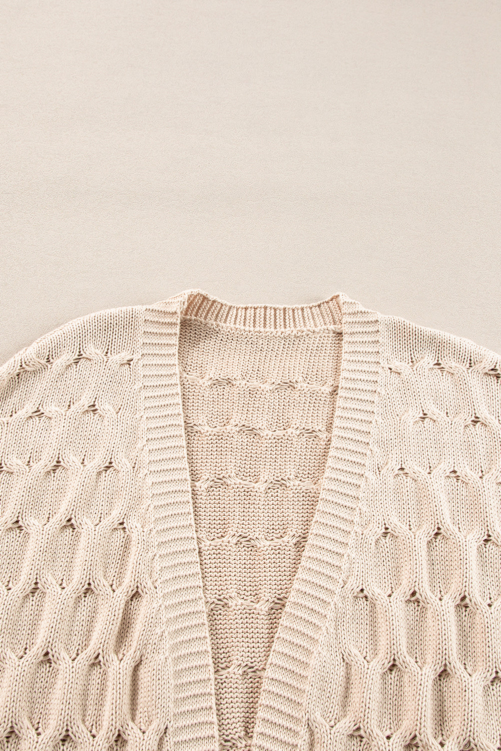 Jet Stream Cable Knit Eyelet Side Pockets Baggy Cardigan